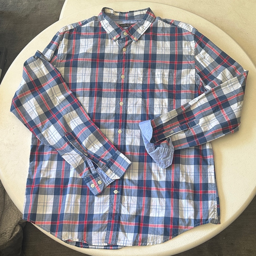 Banana Republic Blue and Red Plaid Casual Shirt
